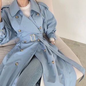 Getspring Vrouwen Trenchcoat Bandage Split Double Breasted Trenchcoat Vrouwen Vintage Casual Lange Overjas Vrouwen Mode