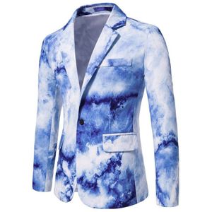 Technologie Tie-Dye Afdrukken Blazer Mannen Enkele Gesp Pak Jassen Business Social Kantoor Jurk Jas Street Wear Mannen kleding