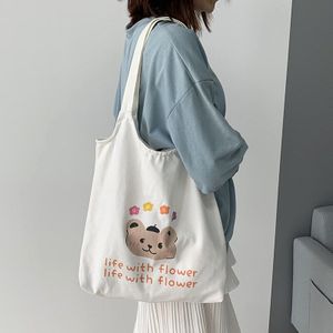 Vrouwen Canvas Tassen Koreaanse Dubbelzijdig Printen Schouder Doek Boodschappentas Eco Opvouwbare Handtas Voor Meisjes shopper Tas
