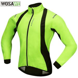 Fluorescerend Groen Fietsen Jas Mannen Winddicht Fiets Kleding Velo Jacke Reflecterende Ropa Bici Winter Thermische Fleece Wind Jas