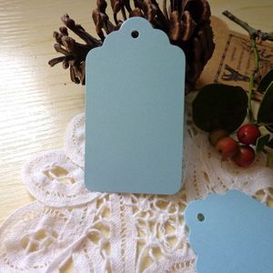 300 stuks Licht Blauwe Kleur 4x7cm Coquille Vorm DIY Kraft Blank prijs Hang tag Partij Decoratie Papier card tag