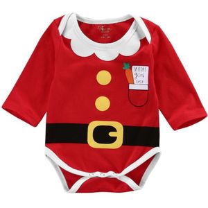 Pasgeboren Baby Jongens Meisje Kerst Katoenen Romper Jumpsuit Kleding Xmas Outfit Kids Baby Lange Mouw Rode Kostuums