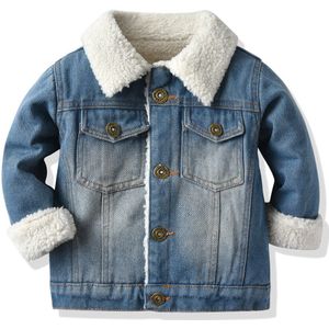 Tem Doger Meisjes Jongens Jeans Winter Baby Denim Jassen Windbreaker Peuter Kleding Kasjmier Dikke Fleece Jas Pasgeboren Warm Uitloper