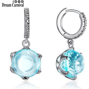 DreamCarnival1989 Speciale Cut Cubic Zirkoon Oorbellen Voor Vrouw Sky Blue Kleur Steen Elegante Sieraden WE3819