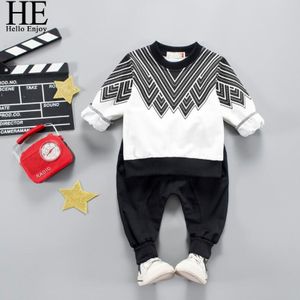 Hij Hello Genieten Jongens Kleding Sets Lente Mode Lange Mouw T-Shirt + Broek Sport Suits Kids Kinderen Casual kleding Trainingspakken