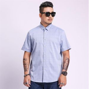 8xl 7xl 6xl 5xl Plus Size Plaid Korte Mouw Shirts Voor Mannen Schilderen Grote Maat Casual Top Blouse Turn Down kraag Mannen Doek