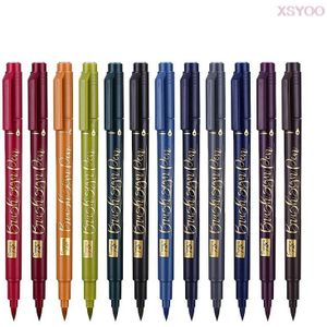 0.7Mm 1.0Mm 2.0Mm 12 Kleuren Kalligrafieborstel Pen Set Micron Naald Art Markers Pen Fordrawing Hand belettering Briefpapier