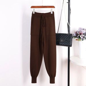 GIGOGOU Vrouwen Casual Harembroek Losse Broek Voor Vrouwen Gebreide Broek Herfst Winter Effen Kleur Trui Broek Met Zakken