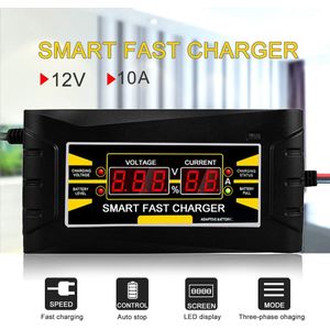 Volledige Automatische Smart 12V 10A Lood-zuur/Gel Accu Charger W/Lcd-scherm Us Plug Smart Fast batterij Oplader