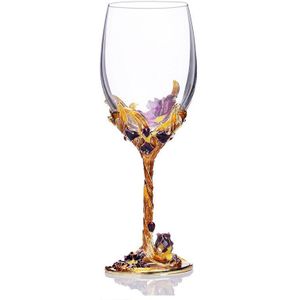Gfhgsd Hoogwaardige Crystal Champagne Fluiten Stand Metaal Met Emaille Creatieve Stijl Beker Glas Bruiloft Verjaardag LK1015