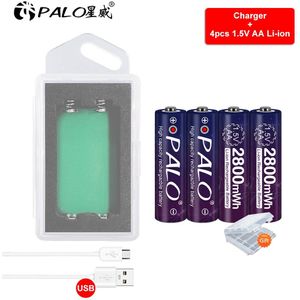 Palo 1.5V Aa Batterij Oplaadbare Li-Ion Batterij Aa 1.5V 2800mWh Lithium Li-Ion Oplaadbare Batterij En Usb Charger Case