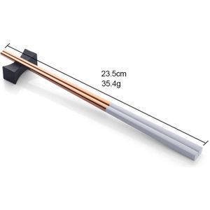 5 paar Milieuvriendelijke Top 304 Gepolijst Rvs Plated Copper Chop sticks Servies Kerstcadeau Japanse Chopstick Set