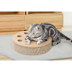 Ronde Vorm Kat Scratcher Fat Cat Bed Karton Papier Krassen Pad Met Grappig Speelgoed
