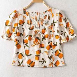 Boho Geïnspireerd Leuke Top Voor Vrouwen Bloemenprint Chiffon Pofmouwen Blouse Vrouwen Smockwerk Elastische Terug Zomer Tops Ruffle Blouses