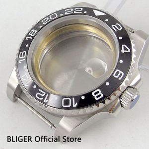 Saffierglas 40 Mm Roestvrij Stalen Horloge Keramische Bezel Fit Voor Eta 2836 Automatische Beweging C17