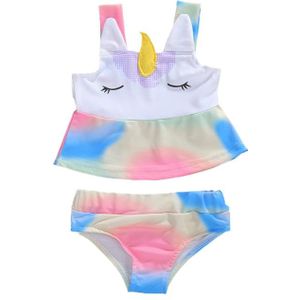 1-6Year Meisjes Badpak Kinderen Badmode Leuke Cartoon Tie Dye Print Kids Bikini Sets Kinderen Badmode Kids Beachwear