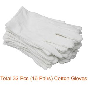 16Pairs Hight 100% Katoen Lisle Inspectie Werk Handschoenen Witte Handschoenen Inspectie Katoenen Werkhandschoenen Sieraden Lichtgewicht