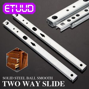 2 Stuks Micro Lade Schuif Bal Gids Twee Secties 17Mm Brede Stalen Vouw Lade Stalen Bal Rail Slide Meubels hardware Fittingen