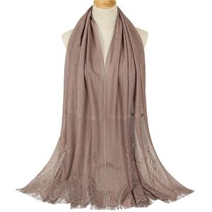 Solid Lace Hoofdband Winter Sjaal Vrouwen Elegante Bloemenprint Hollow Out Sjaals Nl Wraps Femme Hijab Pashmina