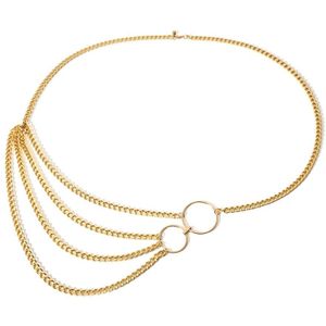 Brand Vrouwen Mode Luxe Ketting Riem Hip Hoge Taille Goud Smalle Metalen Ketting Chunky Franjes All-Match Multilayer Lange Kwast