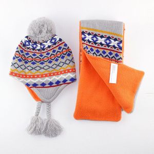 Muts Sjaal Set Winter Baby Boy Oorklep Beanie Acryl Fleece Voering Herfst Warm Pompom Skiën Outdoor Accessoire