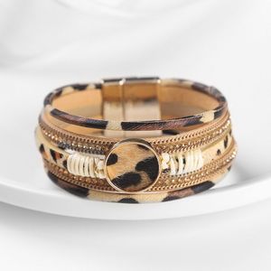 Ant Angel Leopard Armbanden Voor Vrouwen Tiener Meisjes Multilayer Brede Animal Cheetah Print Lederen Wrap Armband Sieraden