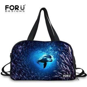 FORUDESIGNS Blauwe Zee Dolfijn Shark Gym Tassen Grappige Vrouwen Bagage Reistassen Grote Capaciteit Duffel Tote Canvas Waterdichte Handtas