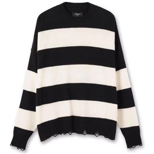 Zwart Wit Strepen Vertegenwoordigen Trui Mannen Vrouw 1:1 Sweatshirts Crewneck Vintage Vernietigd Kwastje Gebreide Jumper