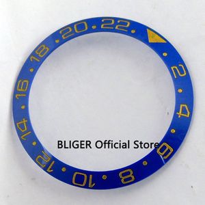 38mm Blauwe Keramische Bezel Golden Cijfers Marks Insert Fit 40mm SUB Automatisch Uurwerk Horloge Bezel Gemaakt door Bliger Fabriek 42
