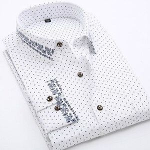 Heren Plus Size Overhemd 100% Polyester Casual Mode Stippen Wit Aziatische Maat Voor Lente Zomer FSVY128