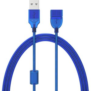 0.3M 0.5M 1.5M 3M 5M USB2.0 Verlengkabel Man-vrouw Usb Adapter Transparant blauw Anti-Interferentie Dual Afscherming