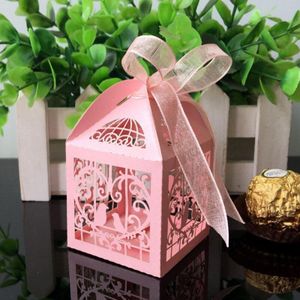 50 Stuks Hart Vogels Candy Box Met Linten Bridal Shower Wedding Party Gunsten Decor Supplies