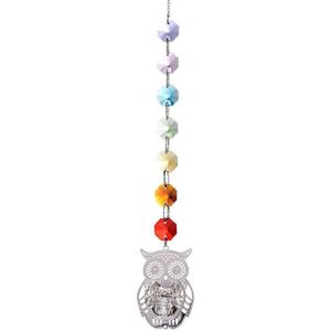 Suncatcher Opknoping Sieren Kristallen Regenboog Achthoek Kraal Metalen Uil Hanger Chakra Bruiloft Gordijn Thuis Tuin Ramen Decoratie