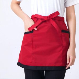 7 Stijl Universele Unisex Half Buste Bib Schort Restaurant Keuken Koffie Thee Winkel Serveerster Uniformen Taille Korte Schort Met Zakken