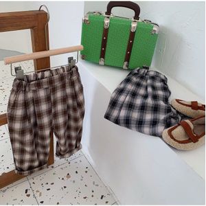 Jongens En Meisjes Katoen Plaid Casual Broek Peuter Kinderen Herfst Rechte Broek Kleine Kinderen Losse Broek