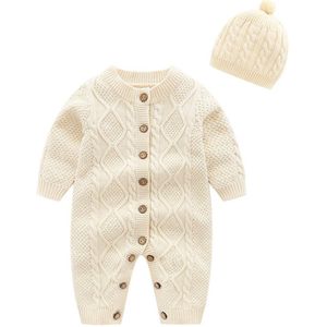 IYEAL Pasgeboren Baby Trui Romper Met Hoed Peuter Meisjes Jongens Gebreide Babykleertjes Kinderen Warm Outfit Zachte Wol Overall