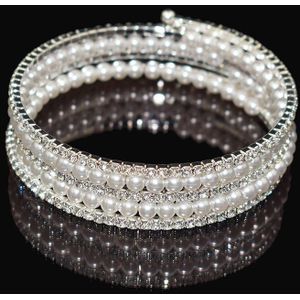 Mode Luxe Kristal Parel Verstelbare Armband Voor Vrouwen Goud Zilver Kleur Bruiloft Armbanden &amp; Bangles Sieraden