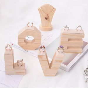Liefde Vormige Hout Ring Vinger Bureau Tafel Display Stand Houder Bruiloft Decors