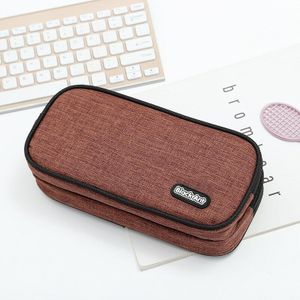 Effen Kleur Etui met 2 Compartimenten, Rits Grote Opslag Pennen Pouch Tas voor Student Office College Middelbare School