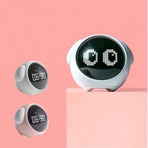 Wekker Woondecoratie Leuke Uitdrukking Pixel Wake Up Light Elektronische Digitale Cadeau Multifunctionele Led Voor Kinderen