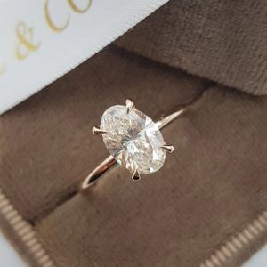 Luxe 1.7CT Oval Cut Solitaire Ring Rose Goud Verborgen Halo Cz Stone Ringen Voor Vrouwen Wedding Party Verklaring Jewelry h4Z181