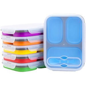 1100ML Silicone Inklapbare Draagbare Lunchbox Grote Capaciteit Kom Lunch Bento Box Magnetron Vouwen Lunchbox Milieuvriendelijke