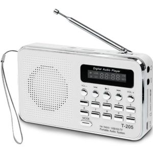 Draagbare Mini Am Fm Radio Stereo Speaker Ondersteuning Sd/Tf Card Met Usb (Wit)