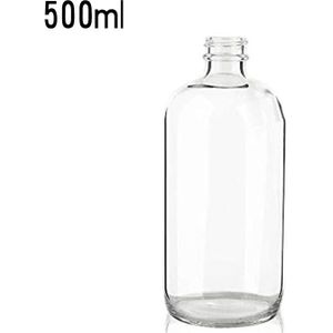 500Ml Glas Mondwater Dispenser Clear Fles Schenktuit Shot Glazen Trechter Olie Nozzle Hervulbare Boston Flessen Voor Badkamer Of K