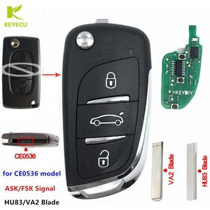 Keyecu Verbeterde Vouwen Afstandsbediening Sleutelhanger 433 Mhz Voor Citroen C2/C3/C4/C5/Berlingo/picasso (CE0536 HU83/VA2 & Vragen/Fsk)