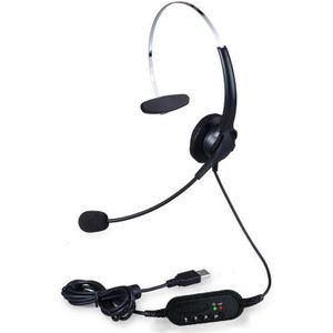 Enkelzijdig Usb Snoer Headset Callcenter Mono Hoofdtelefoon Met Verstelbare Microfoon Mute Volume Controle Button
