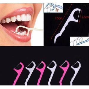 100 Stuks Dental Floss Interdentale Borstel Tanden Stick Tandenstokers Tand Draad Floss Pick Escarbadientes Tandenstokers B008-4