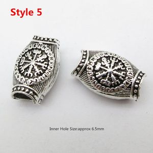 6Pcs/2Pcs Big Hole Rune Metalen Viking Sieraden Kralen Voor Haar Baard Dreadlock Vlecht Kralen Ringen Buizen mannen Vrouwen Haar Accessoires