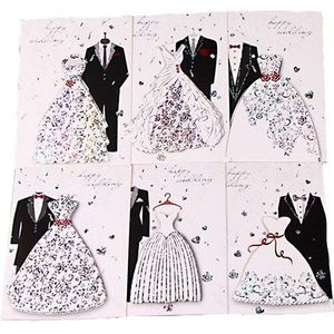 6 sets/partij Elegante Trouwkaarten Westerse Bruidegom & Bruid Bruiloft Uitnodigingskaarten met Enveloppen Feestartikelen