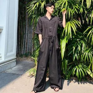 Mannen Vrouwen Casual Losse Overalls Kaki Zwarte Broek Japan Streetwear Vintage Mode Mannelijke Jumpsuit Wijde Pijpen Broek Paar Overhemd